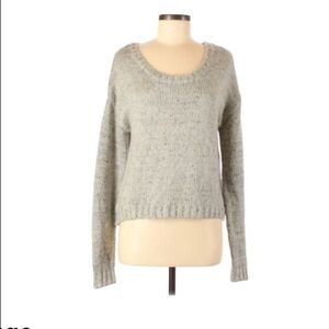 Garage | Scoop Neck Gray Sweater Medium Knitted Color Shimmer Details